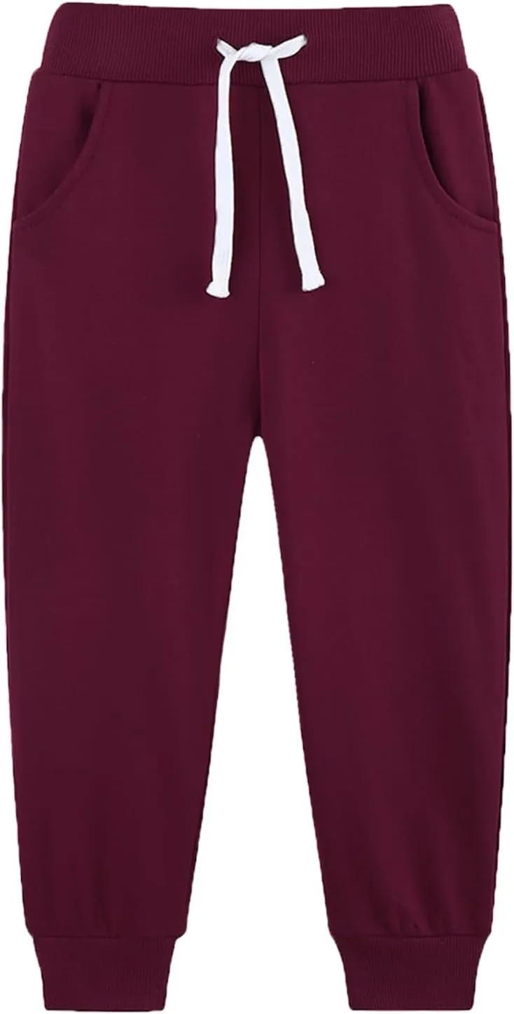 4 Pack Toddler and Kids Boys Sweatpants Joggers Cotton Active Soft Joggers Pants with Functional Drawstring 2-14Y