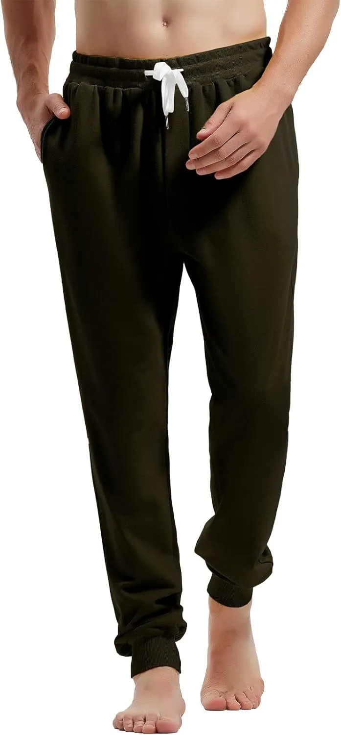 AMY COULEE Men's Casual Joggers Cotton Sweatpants Workout Athletic Pants with Pockets Drawstring Gym Running Pants