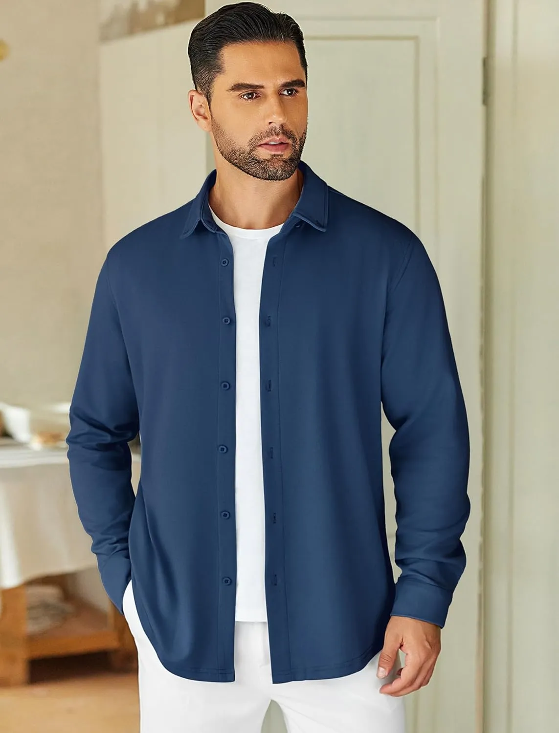 COOFANDY Mens Long Sleeve Wrinkle Free Shirts Stretch Dress Shirts Regular Fit Button Down Shirt