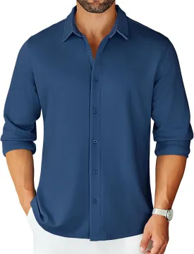 COOFANDY Mens Long Sleeve Wrinkle Free Shirts Stretch Dress Shirts Regular Fit Button Down Shirt