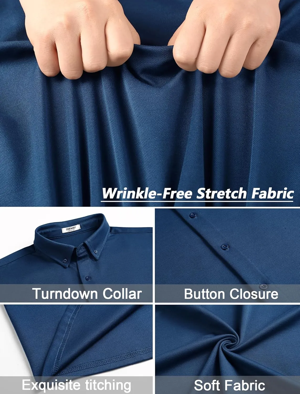 COOFANDY Mens Long Sleeve Wrinkle Free Shirts Stretch Dress Shirts Regular Fit Button Down Shirt