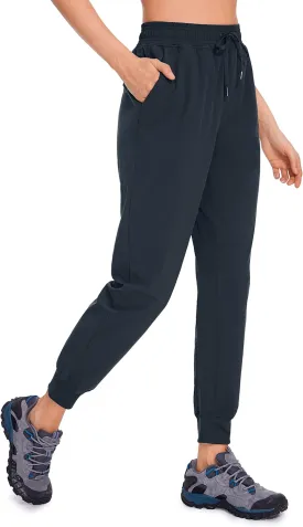 CRZ YOGA Womens Joggers Waterproof Outdoor Golf Athletic Lightweight Hiking Pants with Zipper Pockets 27"
