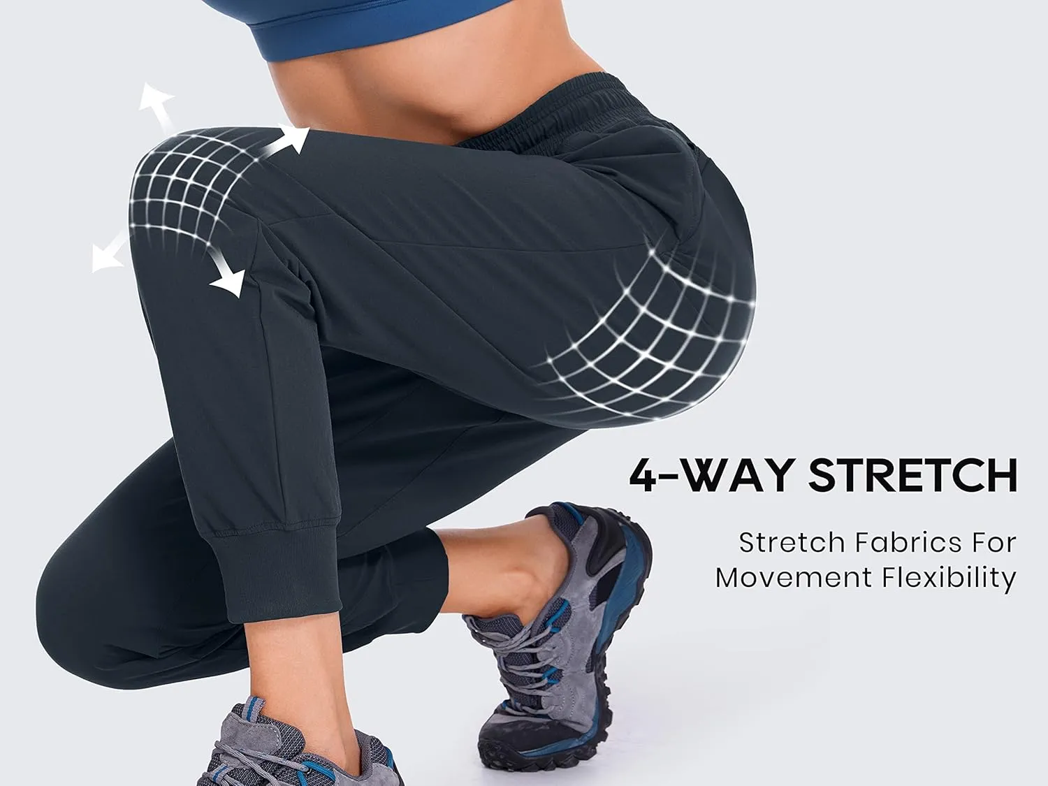 CRZ YOGA Womens Joggers Waterproof Outdoor Golf Athletic Lightweight Hiking Pants with Zipper Pockets 27"