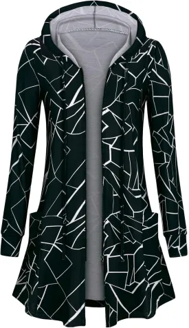Cucuchy Style Womens Long Hoodies Casual Zip Up Tunic Sweatshirt Open Front Cardigan
