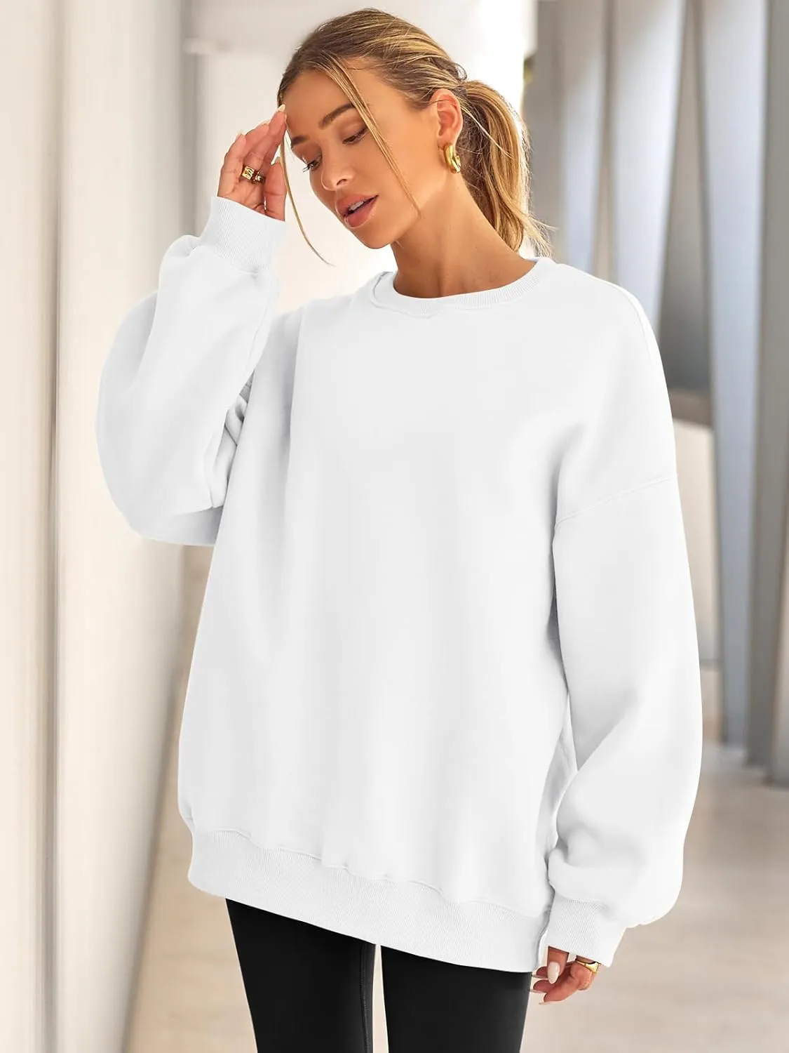 EFAN Womens Oversized Sweatshirts Hoodies Fleece Crewneck Sweaters Casual Tops Comfy Fall Fashion Outfits Winter Clothes 2025