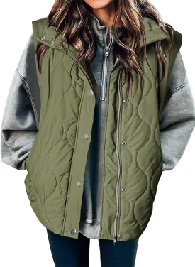 EVALESS Cropped Puffer Vest Women Lightweight Quilted Stand Collar Sleeveless Jackets Fall Spring 2025 Button Zip Up Coat