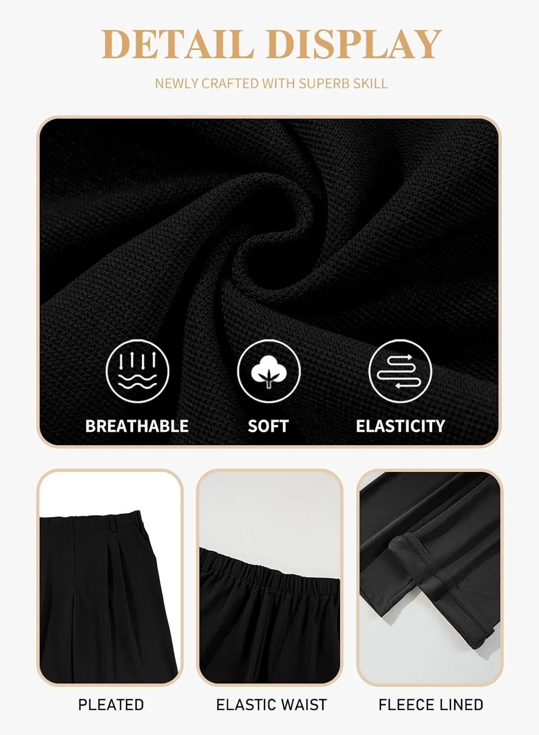Eytino Womens Plus Size Wide Leg Dress Pants Elastic High Waisted Casual Waffle Palazzo Pants Trousers with Pockets(1X-5X)