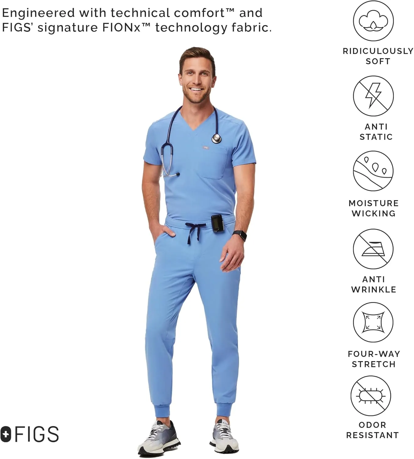 FIGS Tansen Jogger Scrub Pants for Men  Slim Fit, 5 Pockets, 4-Way Stretch, Anti-Wrinkle Mens Scrub Pants