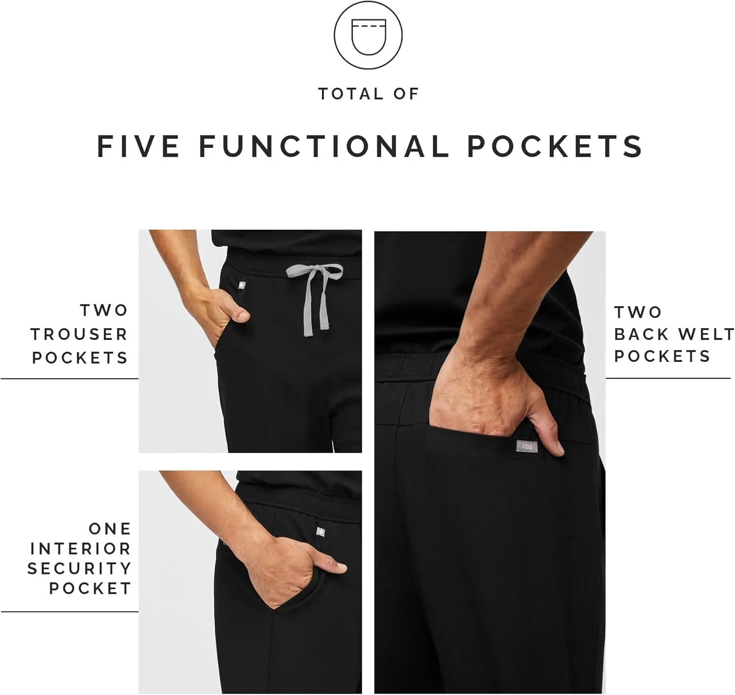 FIGS Tansen Jogger Scrub Pants for Men  Slim Fit, 5 Pockets, 4-Way Stretch, Anti-Wrinkle Mens Scrub Pants