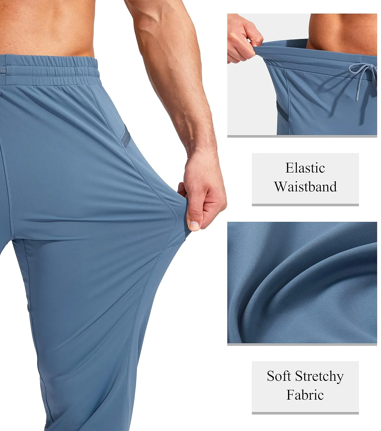 G Gradual Men's Joggers Pants with Zipper Pockets Stretch Athletic Sweatpants for Men Workout Jogging Running