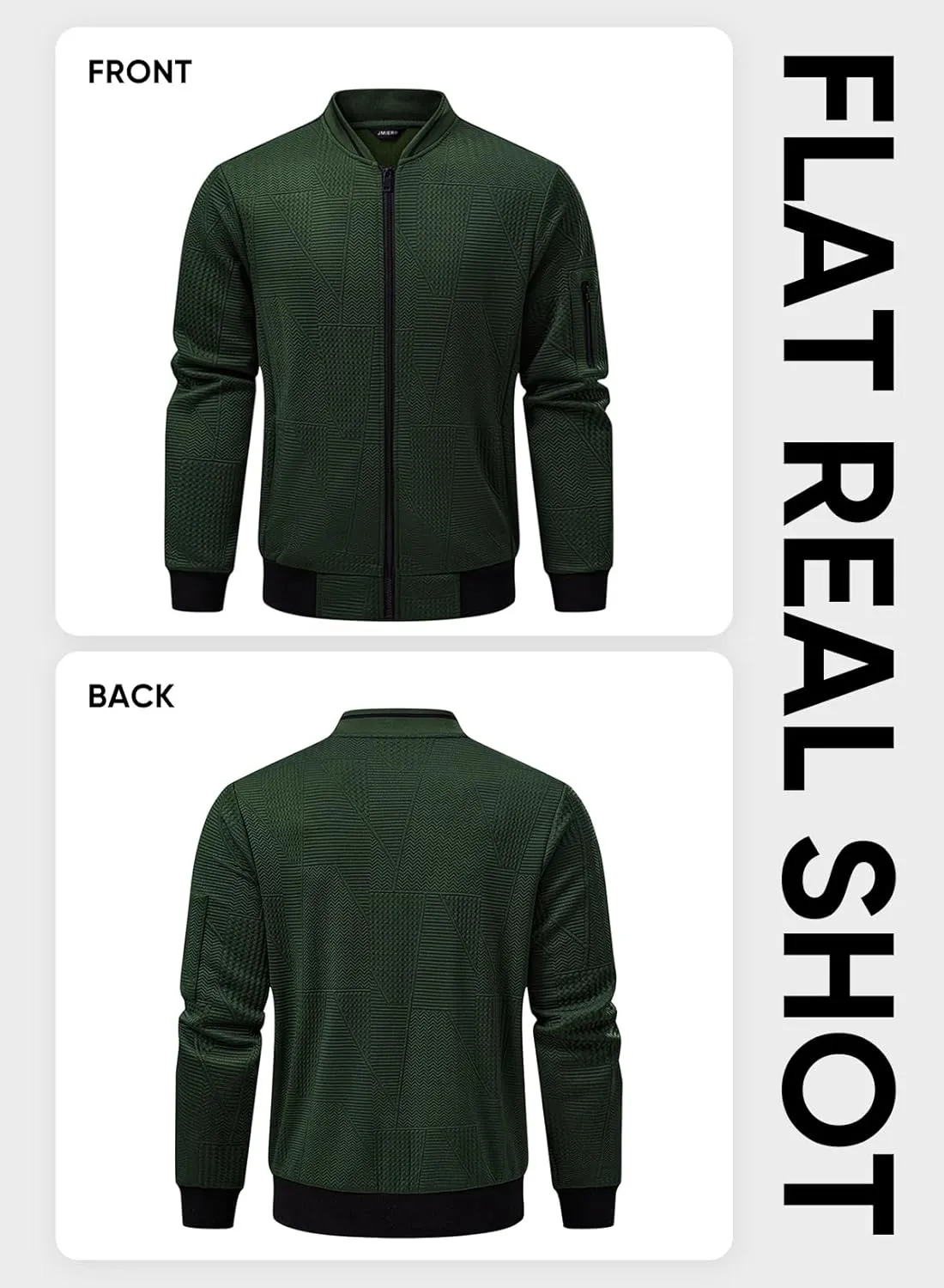 JMIERR Mens Casual Jacquard Bomber Jackets Color-Block Lightweight Varsity Jacket Fashion Zipper Coat with Pockets