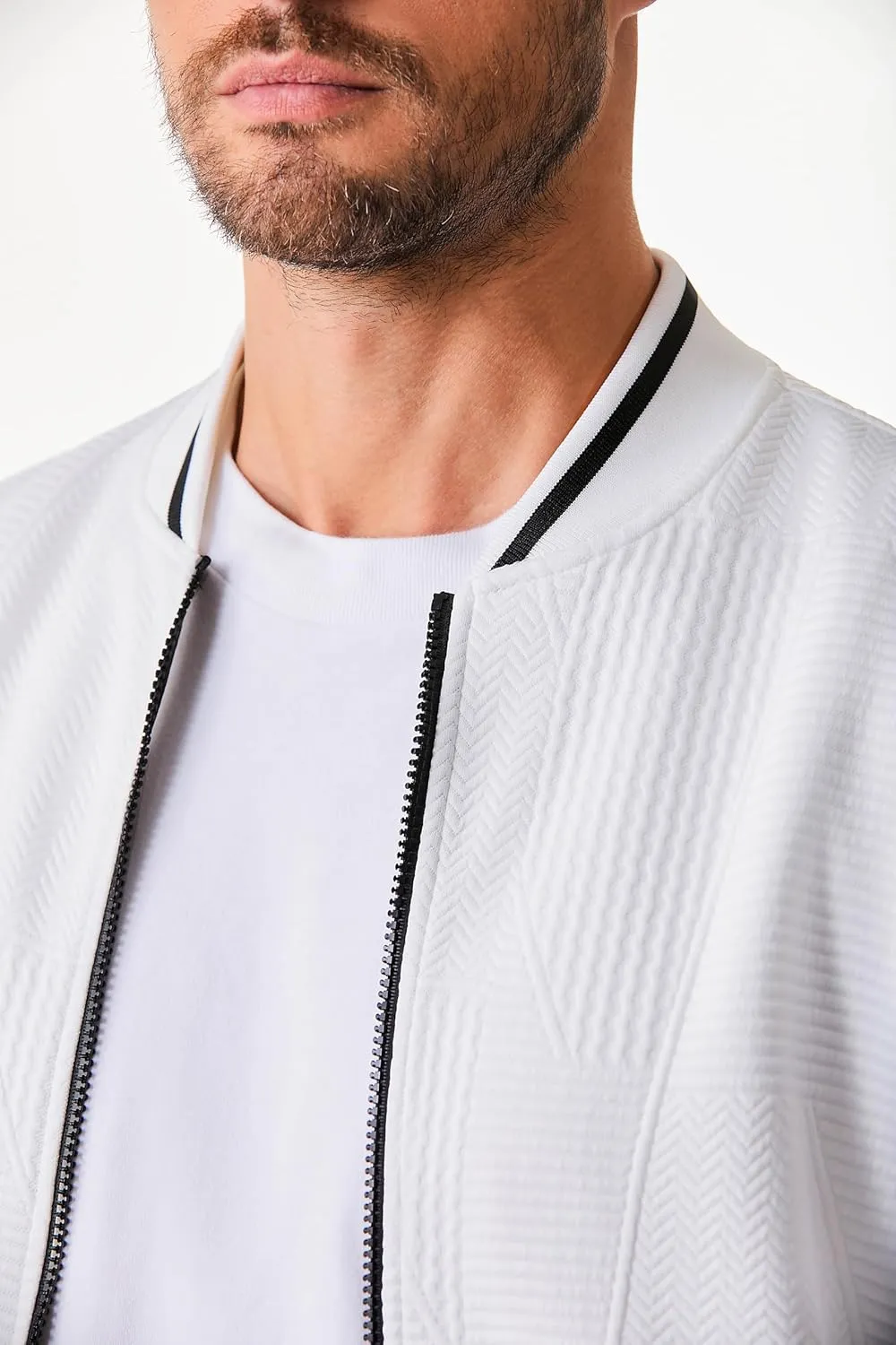 JMIERR Mens Casual Jacquard Bomber Jackets Color-Block Lightweight Varsity Jacket Fashion Zipper Coat with Pockets