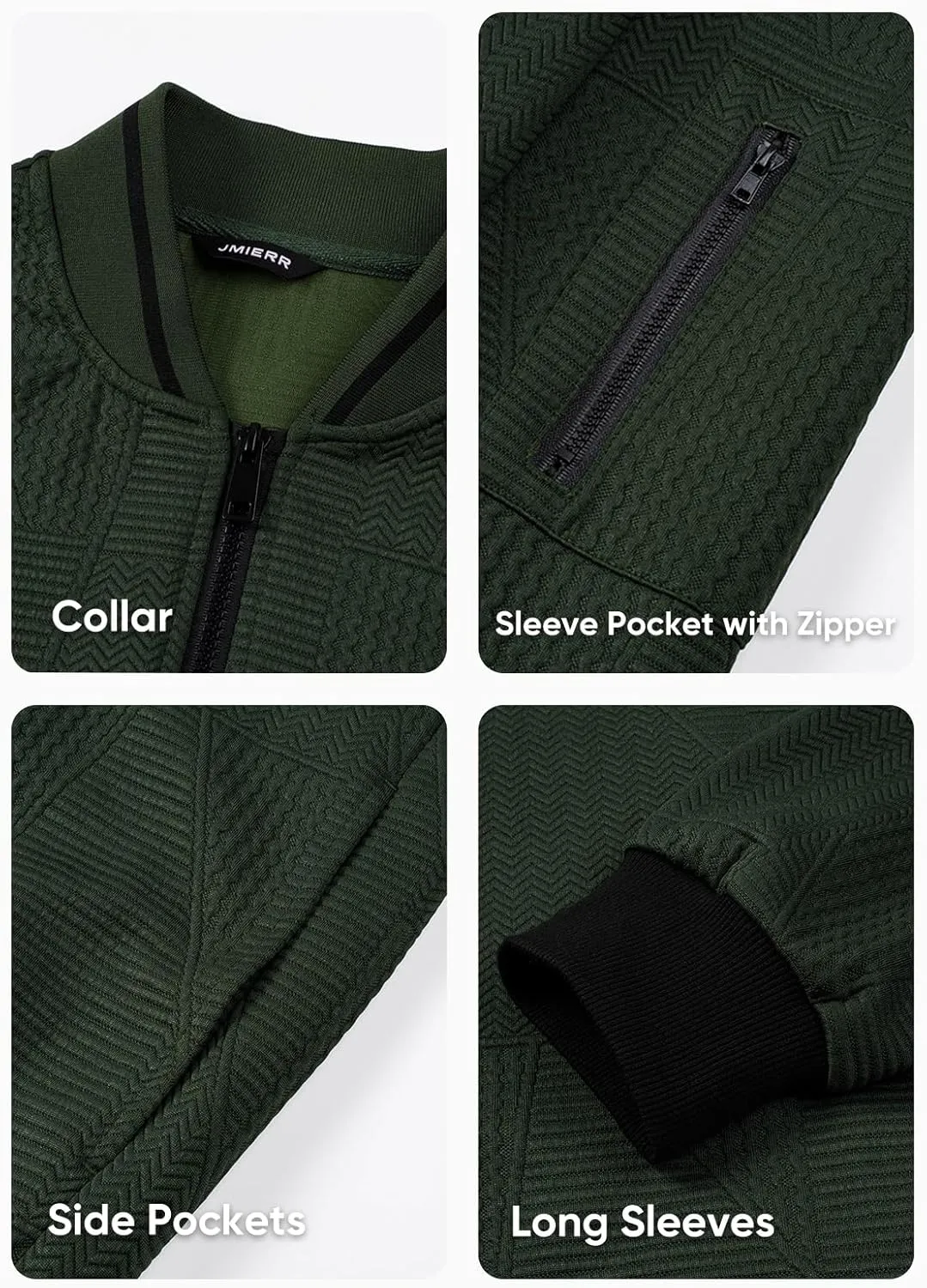 JMIERR Mens Casual Jacquard Bomber Jackets Color-Block Lightweight Varsity Jacket Fashion Zipper Coat with Pockets