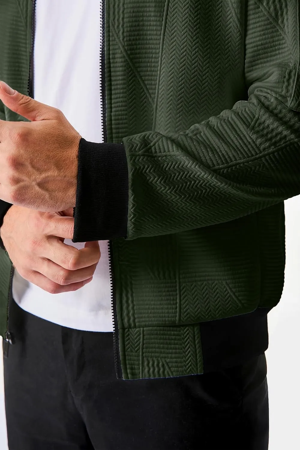 JMIERR Mens Casual Jacquard Bomber Jackets Color-Block Lightweight Varsity Jacket Fashion Zipper Coat with Pockets