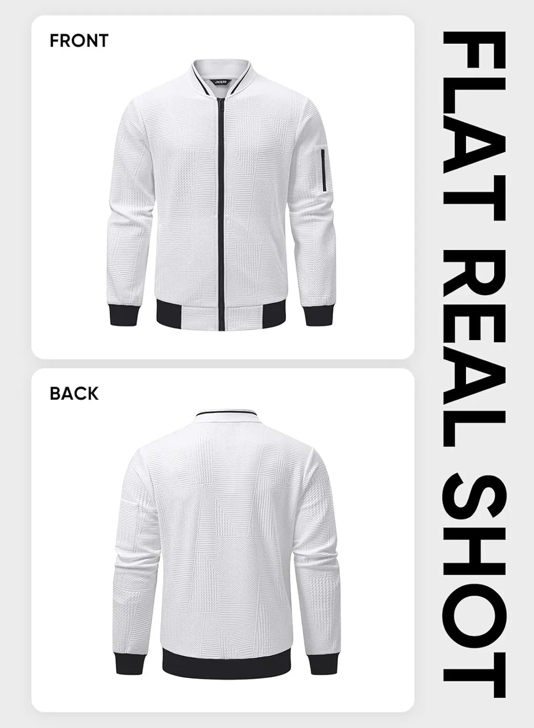 JMIERR Mens Casual Jacquard Bomber Jackets Color-Block Lightweight Varsity Jacket Fashion Zipper Coat with Pockets