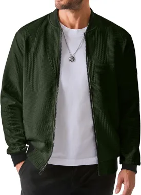 JMIERR Mens Casual Jacquard Bomber Jackets Color-Block Lightweight Varsity Jacket Fashion Zipper Coat with Pockets