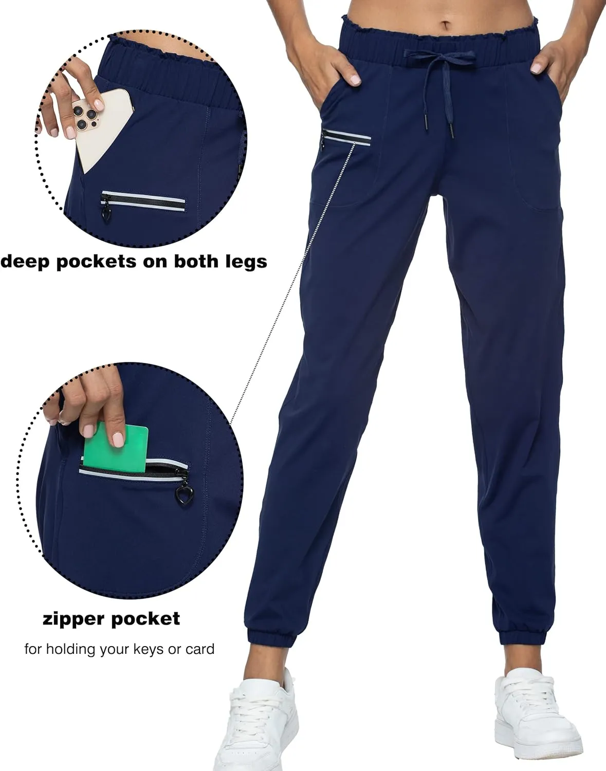 Kcutteyg Womens Joggers with Pockets, Lightweight Quick Dry Athletic Workout Soft Pants for Gym, Yoga, Running