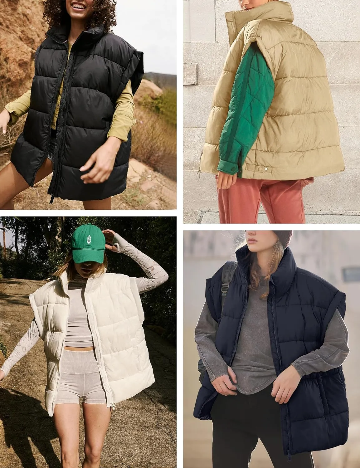 Lingswallow Womens Puffer Vest Oversized Puffer Jacket Coat Outerwear Sleeveless Stand Collar Vest for Women 2024 Trendy