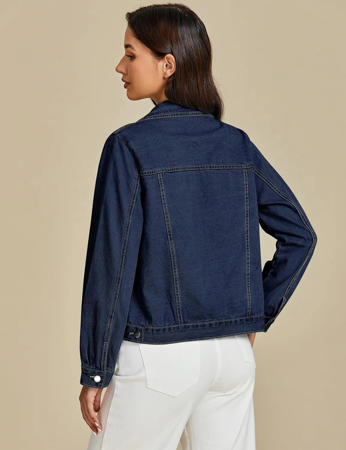 luvamia Denim Jackets for Women Trendy Casual Button Down Relaxed Fit Western Trucker Distressed Jean Jacket with Pocket
