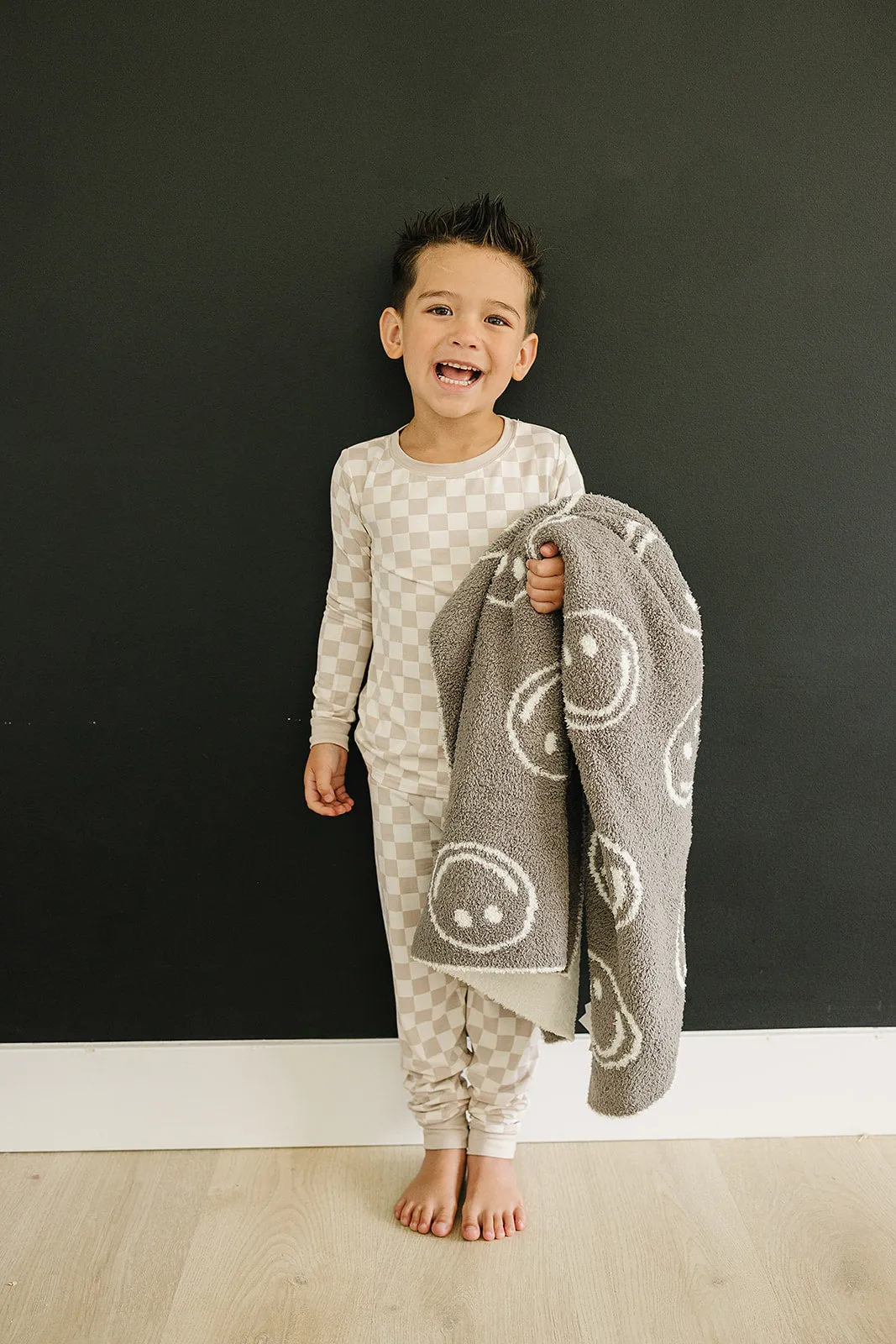 Mebie Baby Bamboo Cozy Set - Taupe Checkered