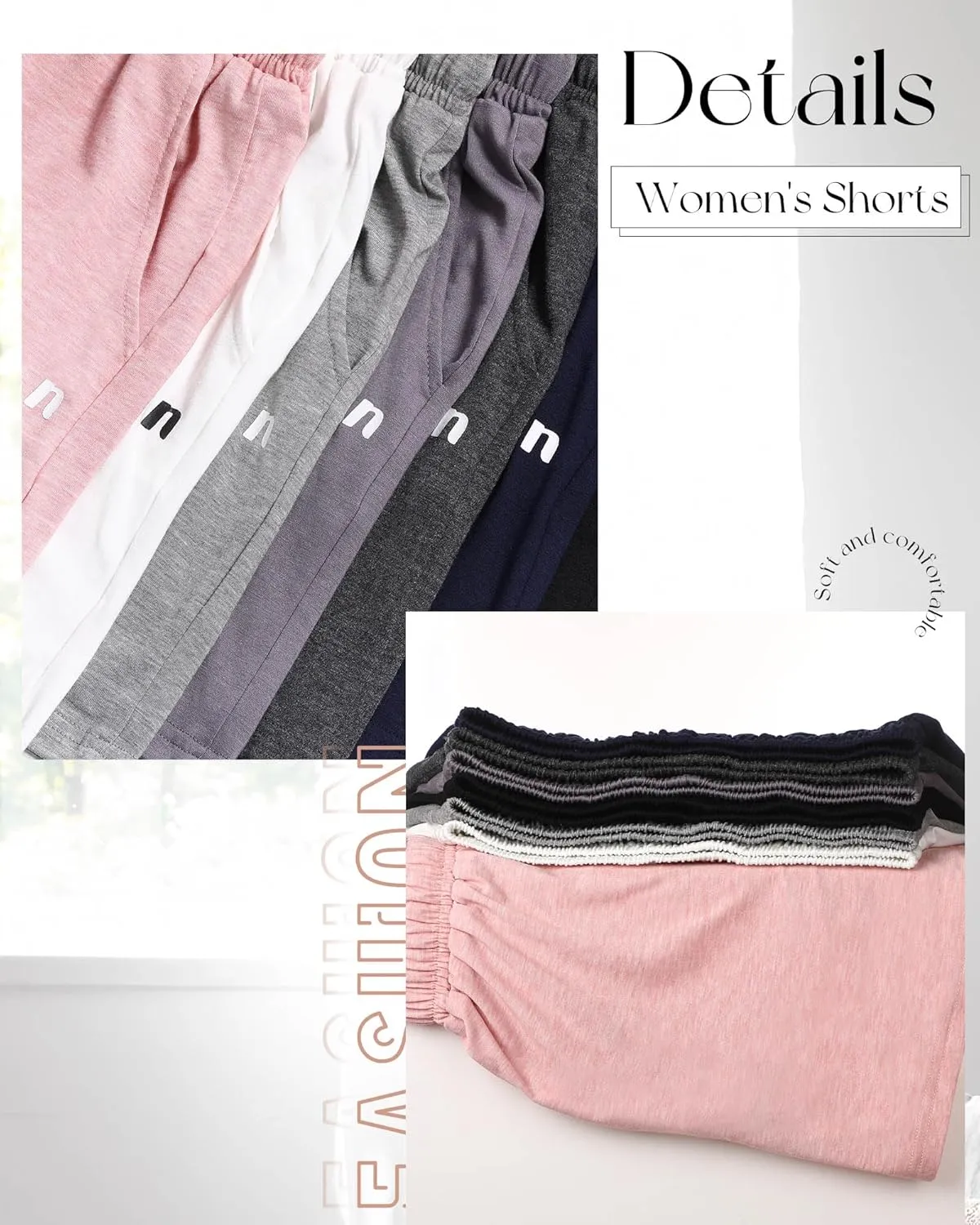 Neer 3 Pack Women's Sweat Shorts, Summer Drawstring Cotton Shorts with Pocket Loose Athletic Lounge Casual Running Bottoms
