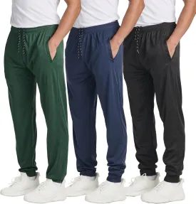 Real Essentials 3 Pack: Men's Tech Mesh Active Athletic Casual Jogger Sweatpants with Pockets(Available in Big & Tall)