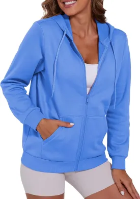 SMENG Womens Zip Up Hoodies Long Sleeve Fit Hooded Sweatshirts 2024 Casual Lightweight Jacket