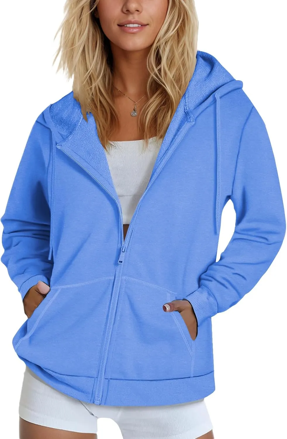 SMENG Womens Zip Up Hoodies Long Sleeve Fit Hooded Sweatshirts 2024 Casual Lightweight Jacket