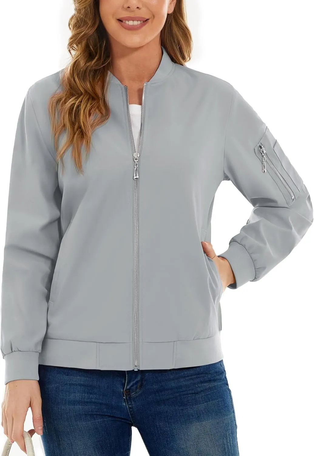 TACVASEN Women's Bomber Jackets Lightweight Casual Jacket Full Zip Windbreaker Fall Jacket