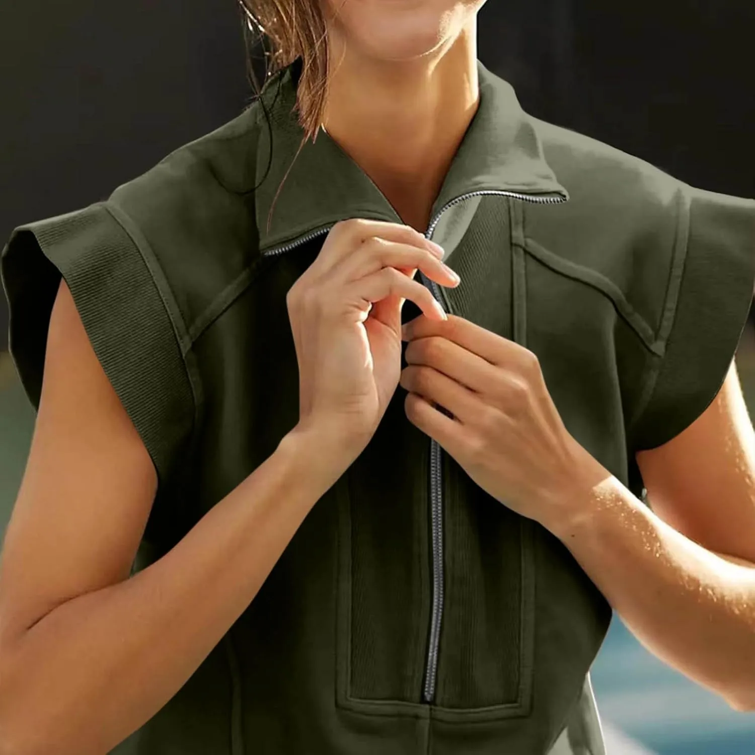 Tennis Dresses for Women 2024 Half Zip Summer Sweatshirts Plus Size Casual Solid Pullover Tees Long Tops with Pocket