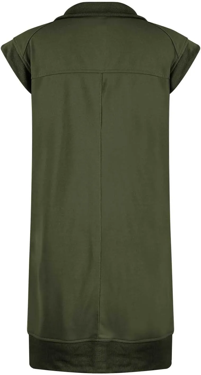 Tennis Dresses for Women 2024 Half Zip Summer Sweatshirts Plus Size Casual Solid Pullover Tees Long Tops with Pocket