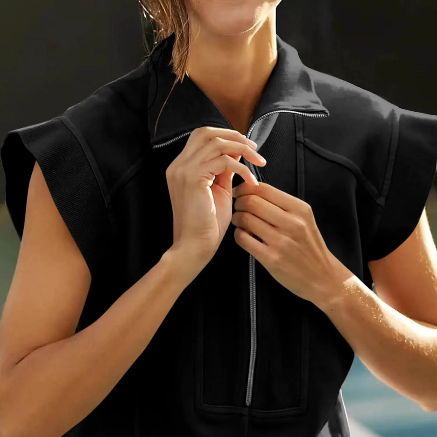 Tennis Dresses for Women 2024 Half Zip Summer Sweatshirts Plus Size Casual Solid Pullover Tees Long Tops with Pocket