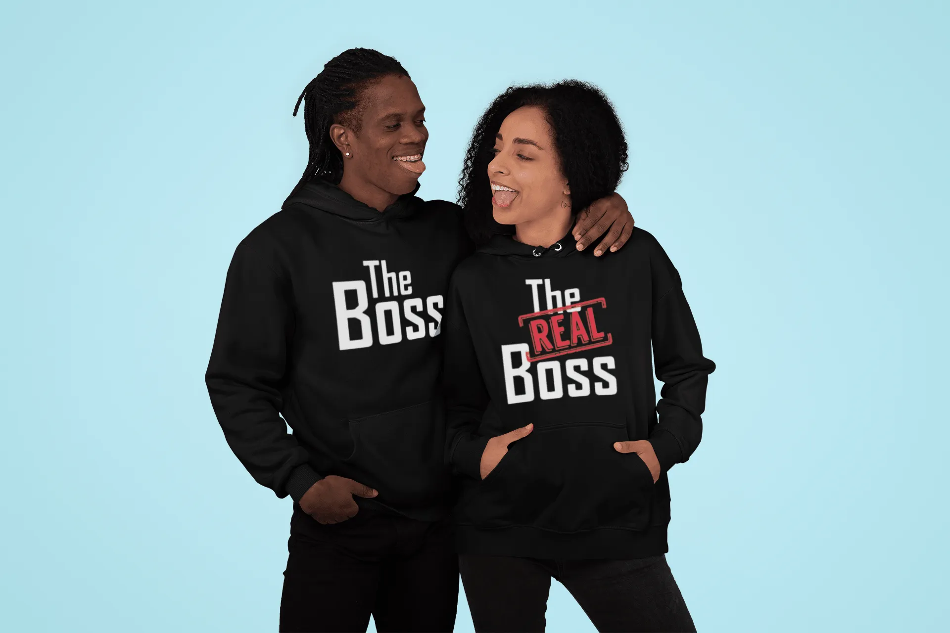 The Boss/The Real Boss Couples Hoodie Set Ultra Soft Blended Cotton Pullovers
