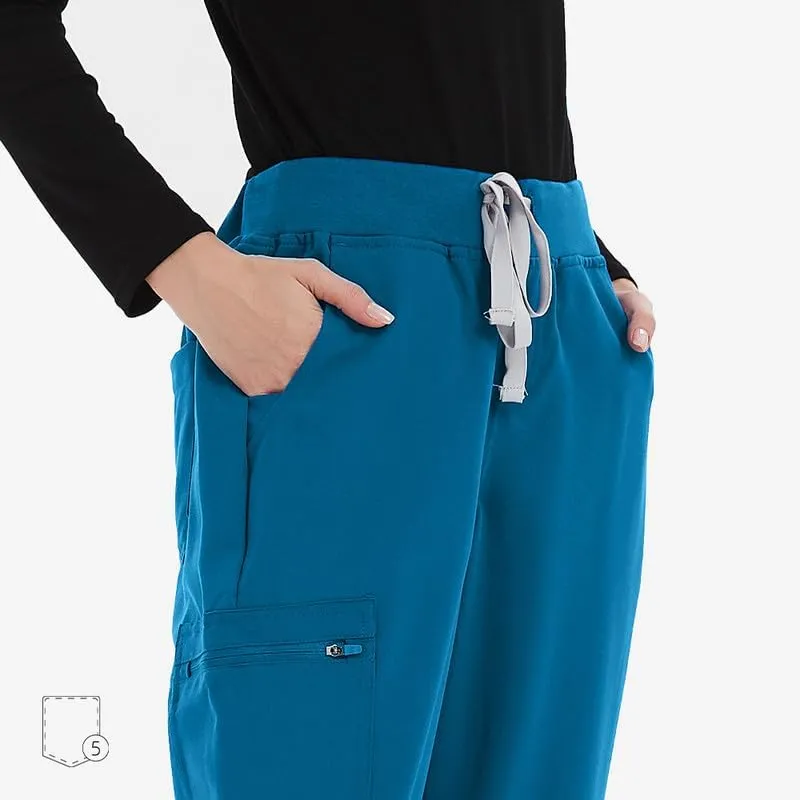 Uniforms World Avant Women's Scrubs PantSlim Jogging Pants, Yoga Waistband, 5 Pockets, Anti-Wrinkle