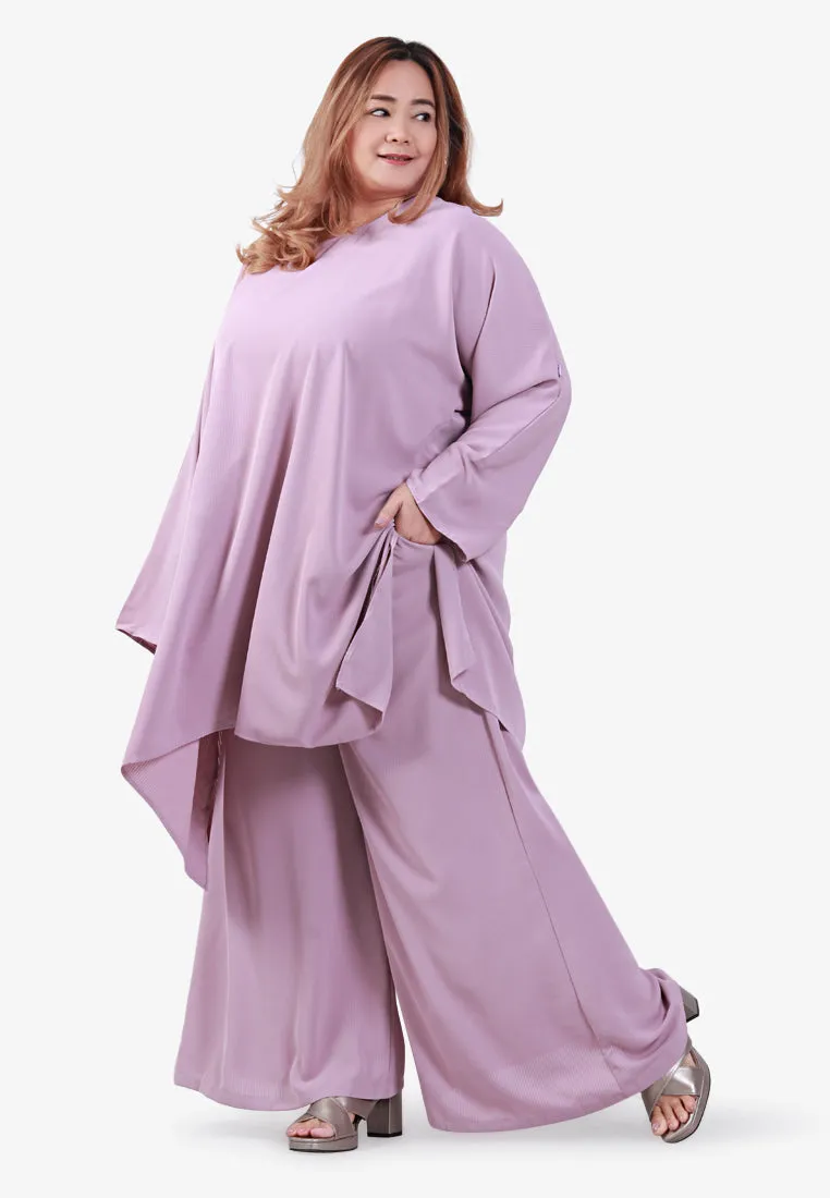 Veanna Vaccine-Friendly Sleeve Zip Kurung Pants Set - Navy Blue