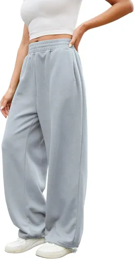 Women Baggy Sweatpants Casual Wide Leg Drawstring Athletic Fit Joggers Lounge Pants Trousers with Pockets 2024